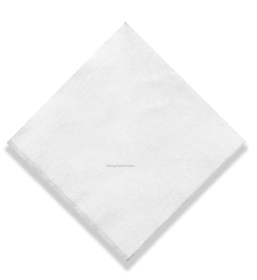 1-ply Folded White Beverage Napkin W/ Coin Edge Embossing
