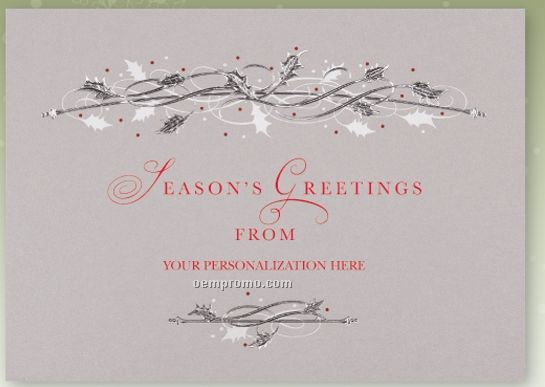 Holiday Silver Personalized Holiday Card W/ Front Imprint