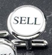 Rhodium Plated Cuff Links W/ "Buy & Sell"