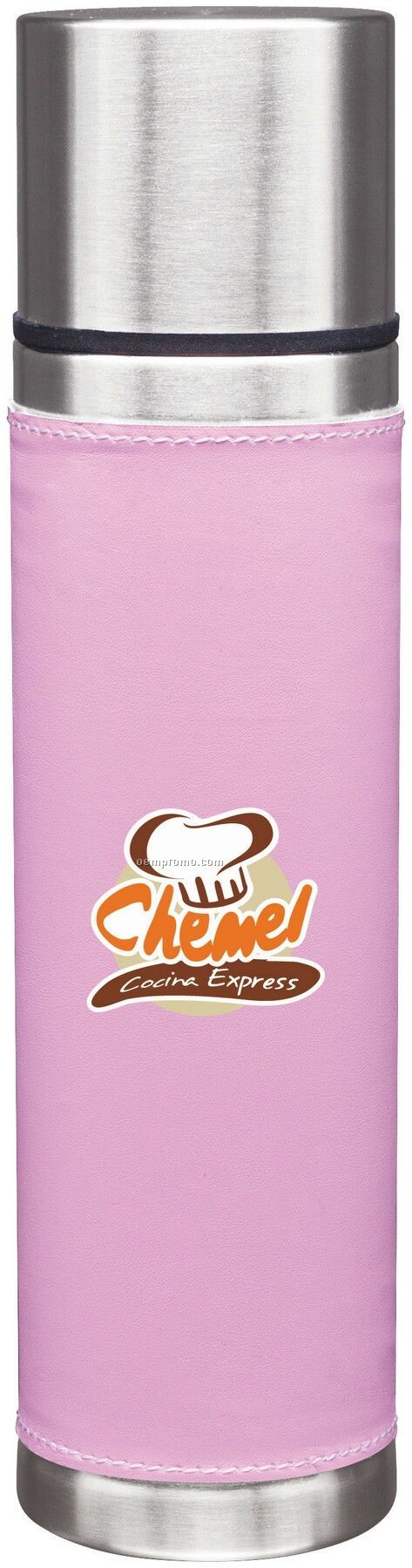 16.5 Oz. Stainless Steel Thermal Bottle With Pink Leatherette Sleeve