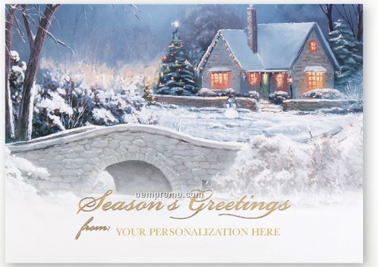 White Christmas Personalized Holiday Card W/ Front Imprint