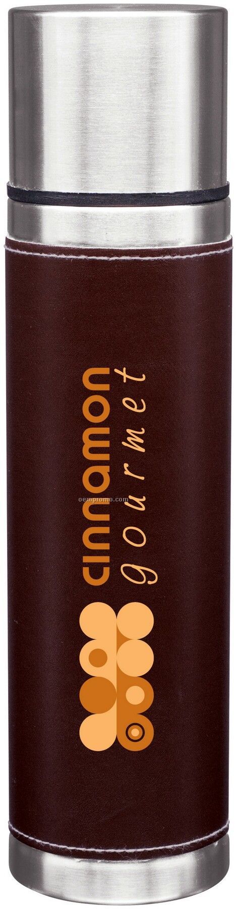 16.5 Oz. Stainless Steel Thermal Bottle With Brown Leatherette Sleeve