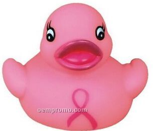 Mini Rubber Pink Ribbon Duck