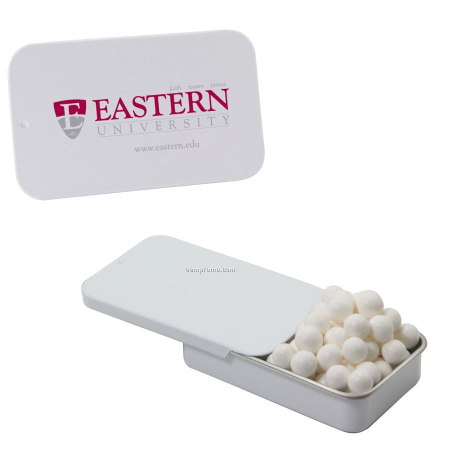 White Slider Tin With Signature Peppermints