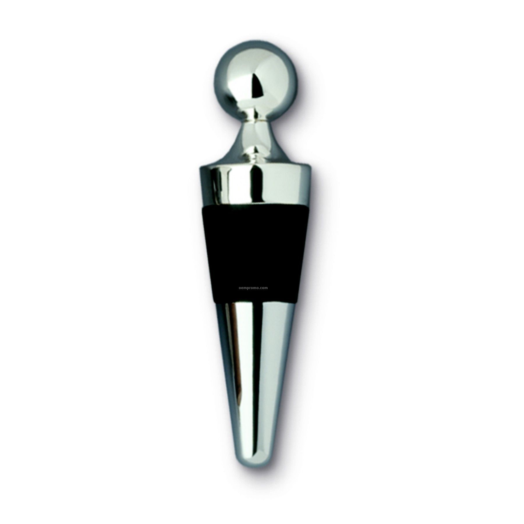 Conical Bottle Stopper With Silver Plated Round Knob Top