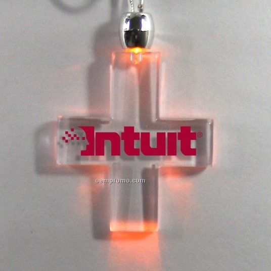 Cross Light Up Pendant Necklace W/ Red LED