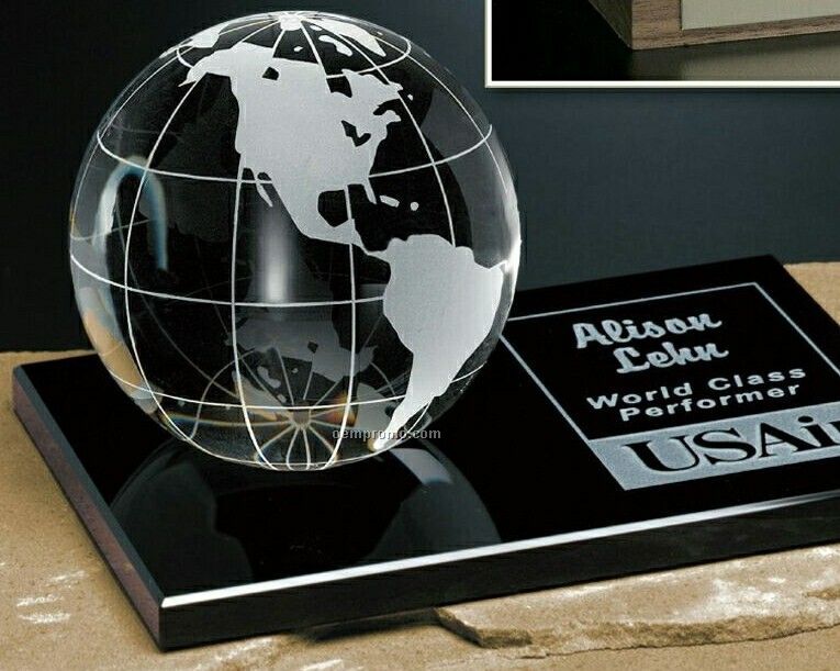 Global Gallery Crystal Galaxy Globe Award On Glass Base