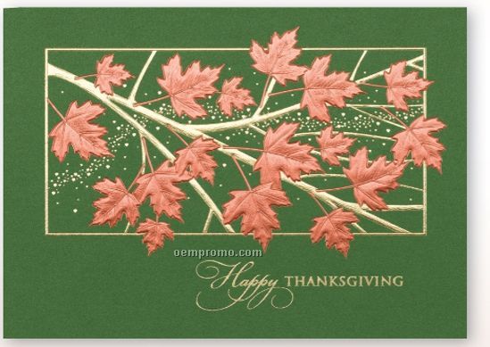Thankful For Color Thanksgiving Card W/ Lined Envelope