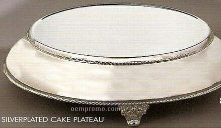 14" Silver Plated Round Cake Plateau W/ 18" Base