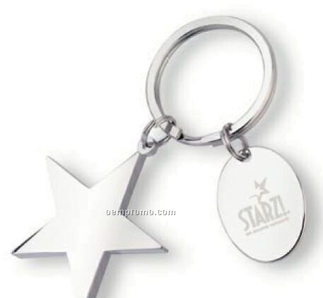 Charmed Split Ring Key Holder W/Star Charm & Hang Tag