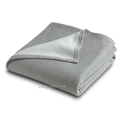 Wolfmark Heather Gray Jersey Sweat Shirt Fleece Throw Blanket