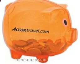5" Translucent Orange Piggy Banks (Imprinted)