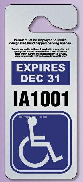 Giant Hang Tag Parking Permit (.035