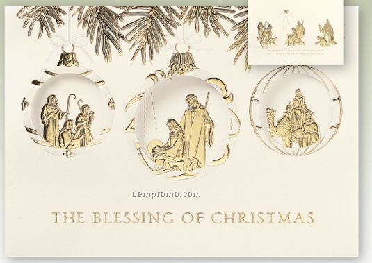Through The Ornaments Religious Christmas Card W/ Lined Envelope
