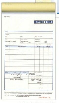 2 Part Service Order Booklet