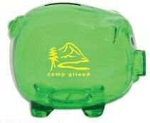 5" Translucent Green Piggy Banks (Imprinted)
