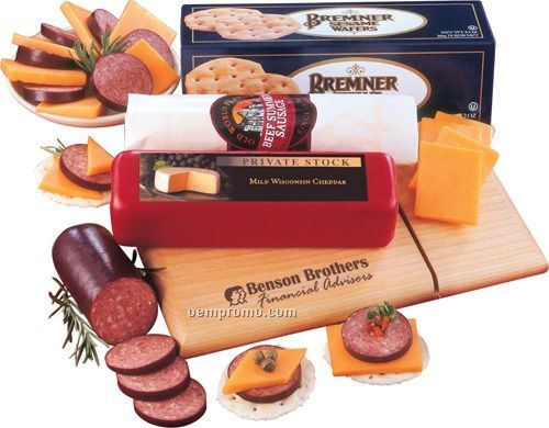 Just Great! Cheese, Sausage & Crackers Packaged On A Logoed Cheese Slicer