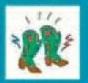 Stock Temporary Tattoo - Dancing Green Boots (2"X2")