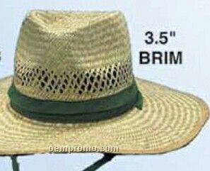 Straw Hat W/ 3 1/2" Brim & Inside Stretch Band