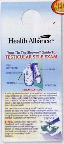 Testicular Self Exam Shower Card Hanger