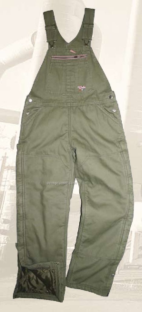 Walls Washed Duck Insulated Bib Overall - Army Green