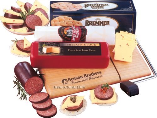 Non-perishable Cheese, Sausage & Crackers On A Logoed Cheese Slicer
