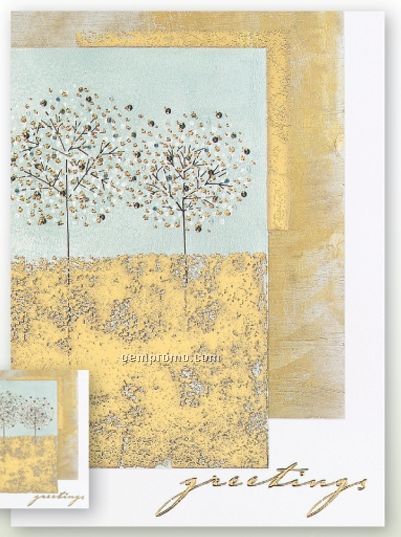 Tree Of Gold Holiday Card W/ Lined Envelope