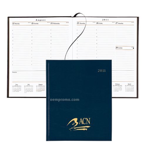 168 Page Weekly Desk Planner W/ Bonded Leather Cover