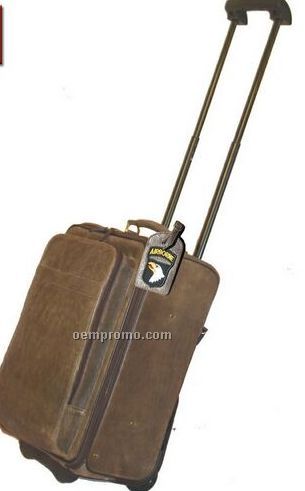 Antique Brown Lamb Leather Wheeled Carry On Bag