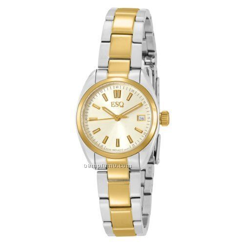 Ladies Two Tone Bracelet Watch With Champagne Dial By Esq