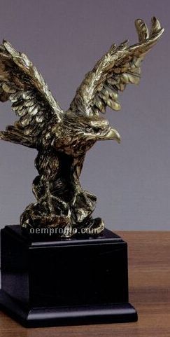 Small Antique Gold Tint Eagle With Ruffled Wings Trophy (9