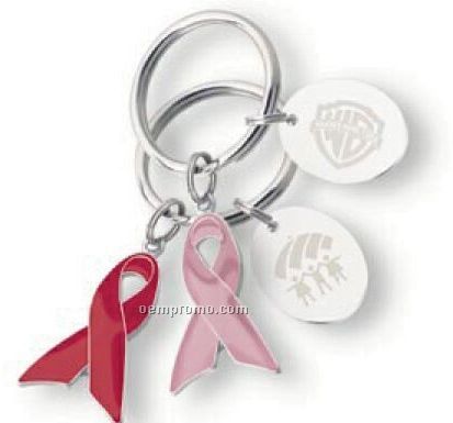 Awareness Split Ring Key Holder W/Breast Cancer Awareness Ribbon Charm