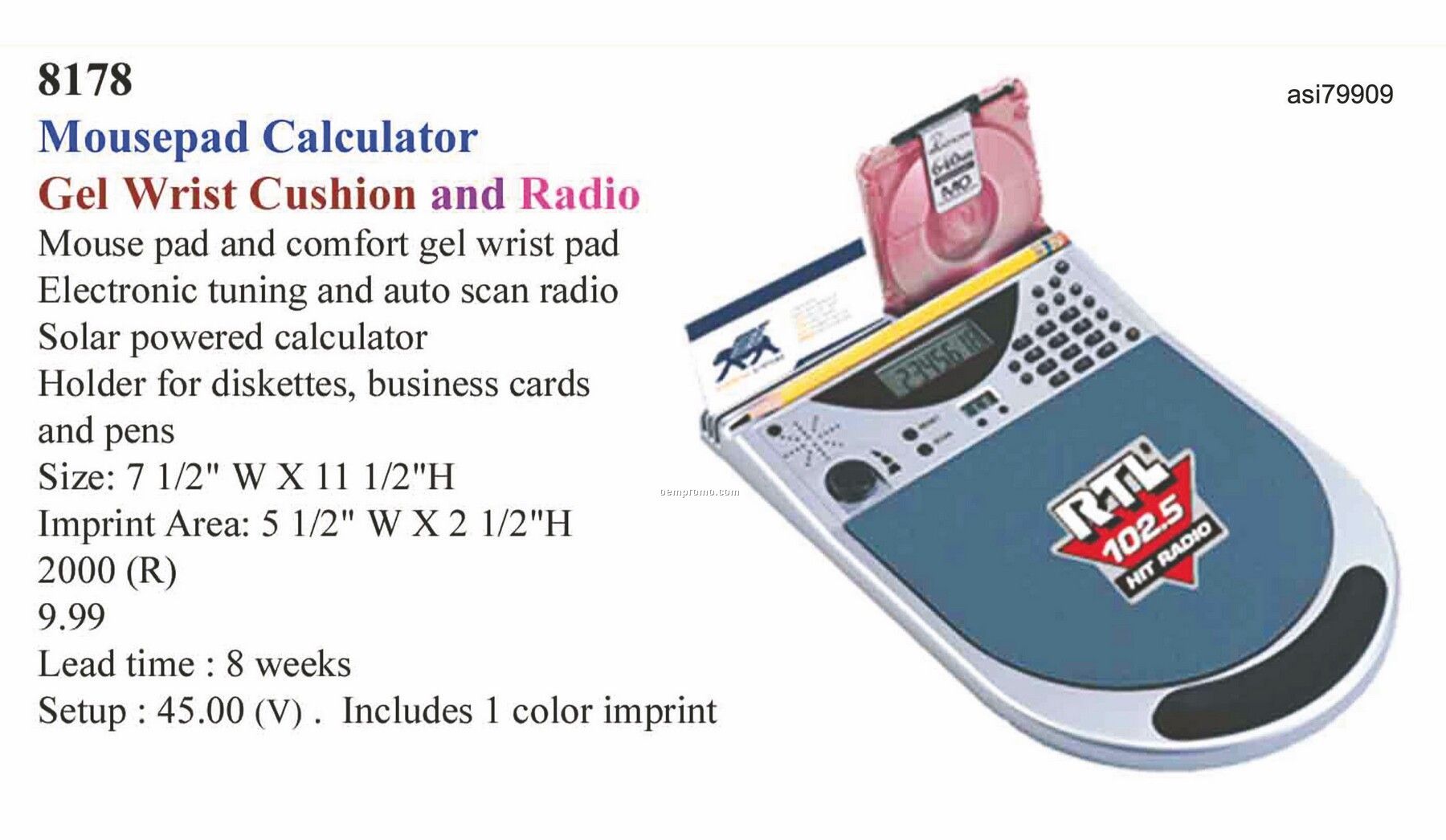 Promotekinc Mouse Pad Calculator / FM Radio / Clock (Includes Ear Phone)