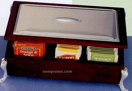 Silver Plated Wooden Tea Bag Chest