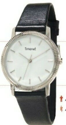 Vision Women Black/White Round Dial With Black Leather Band