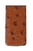 Brown Ostrich Leather Magnetized Money Clip
