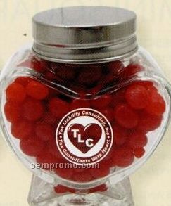 Mini Glass Heart Jar W/ Crazy Hearts