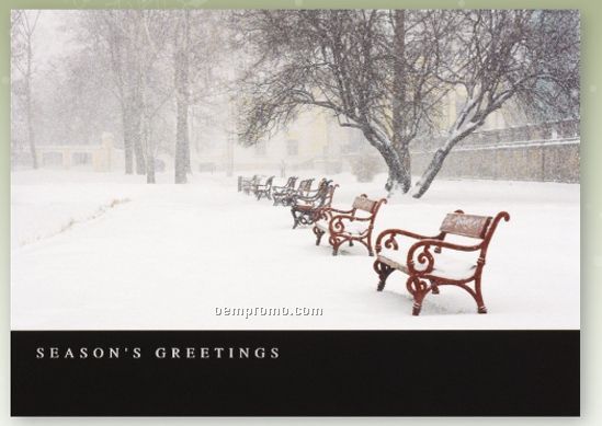 Snowy Seats Holiday Card W/ Lined Envelope