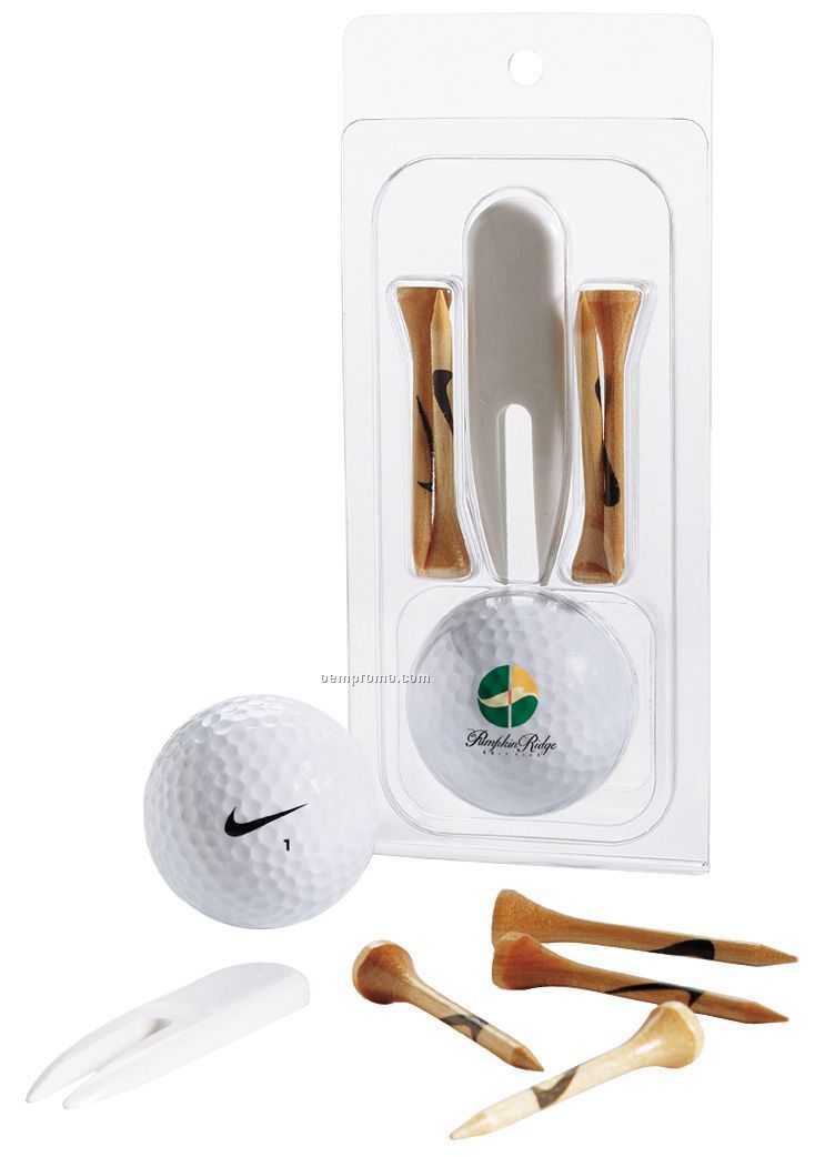 Nike Power Distance (Long) Golf Ball - 1 Ball Pack W/ 4 Tees & Divot Tool