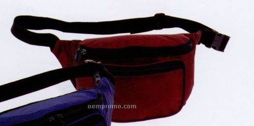 Fanny Pack With 3 Zipper Compartments & Adjustable Belt & Snap Buckle