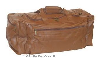 Large Black Pebble Grain Calf Leather Duffel Bag