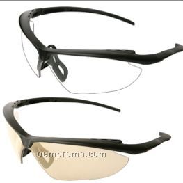 Night Fire Black Frame Safety Glasses W/ Pivoting Nose Piece (Clear Lens)