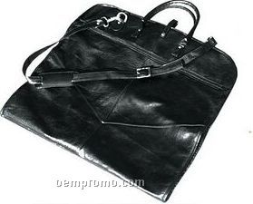 Black Pebble Grain Calf Leather Garment Bag
