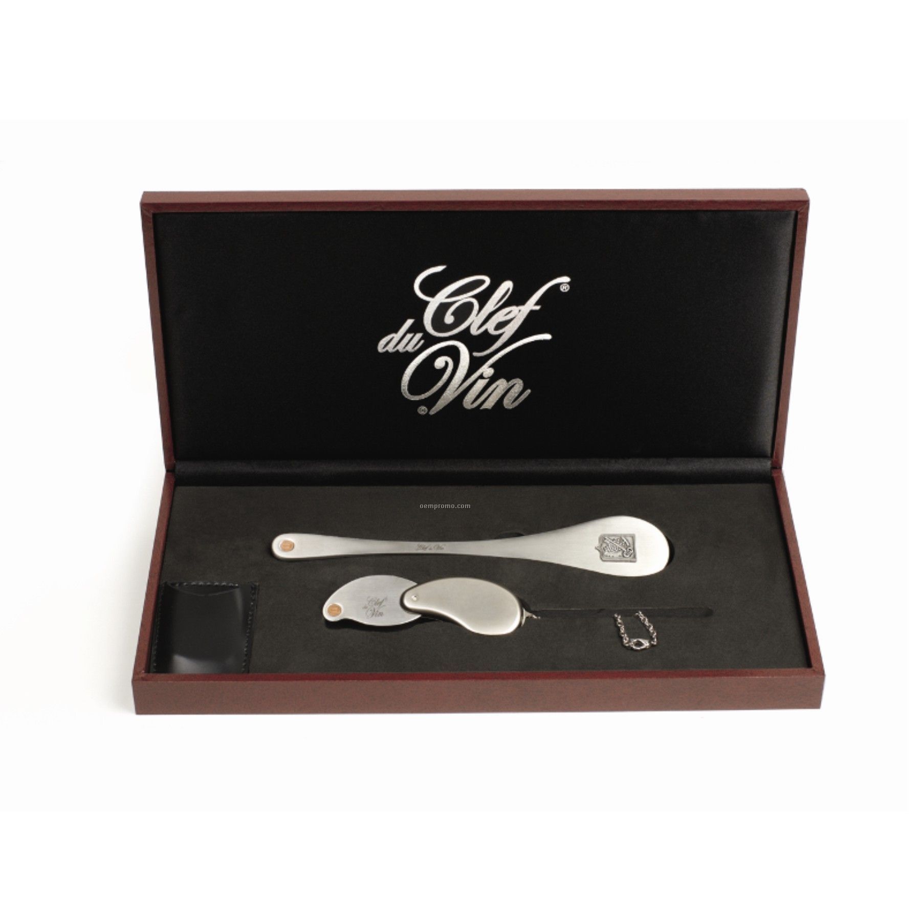 Clef Du Vin Standard Set In Burgundy Gift Box (Laser Engraved)