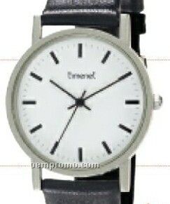 Express White Dial Men's Watch With Shiny Silver Case