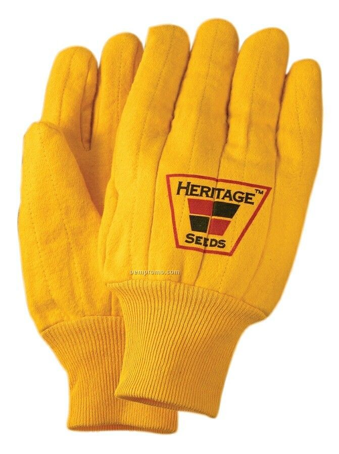 Men's Quilted Yellow Chore Gloves W/Knit Wrist (L-xl)