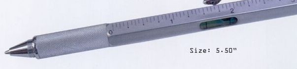 Tool Ballpoint Pen W/ Ruler/ Leveler & Mini Screwdriver