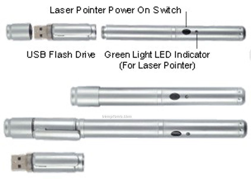 USB Flash Drive W/ Green Laser Pointer / 1 Gb Memory