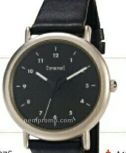 Vision Women's Black Round Dial With Black Leather Band