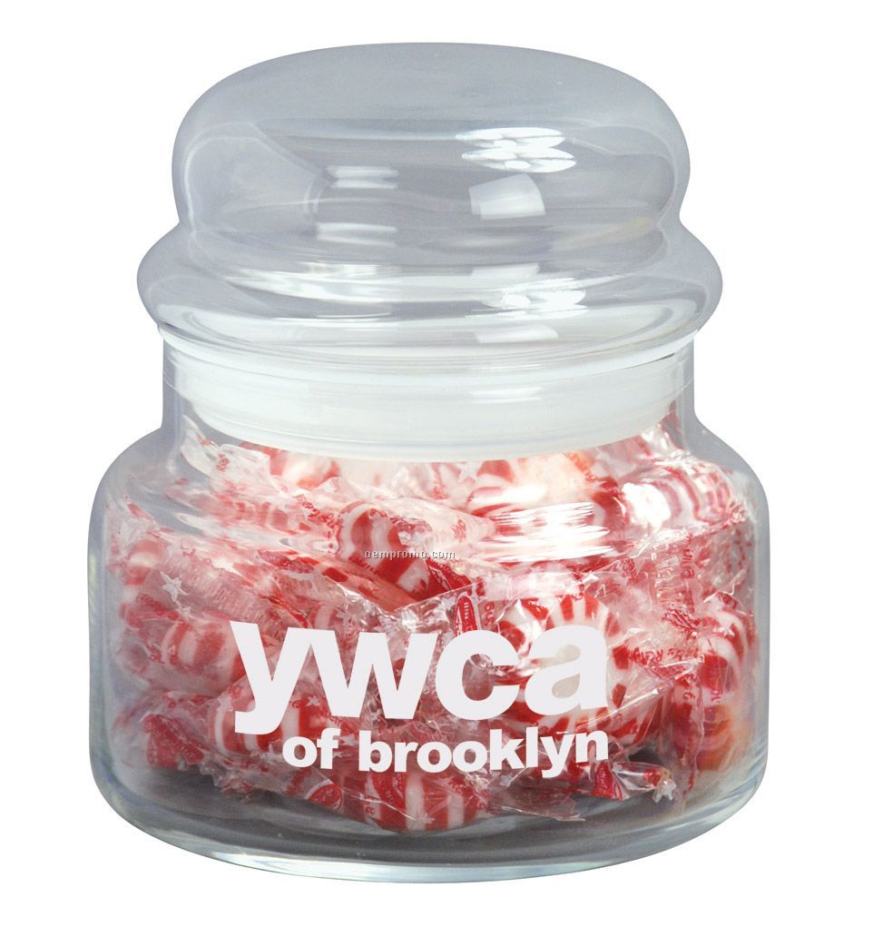8 Oz. Glass Candy Jar With Bubble Top Lid - Free Rush Service
